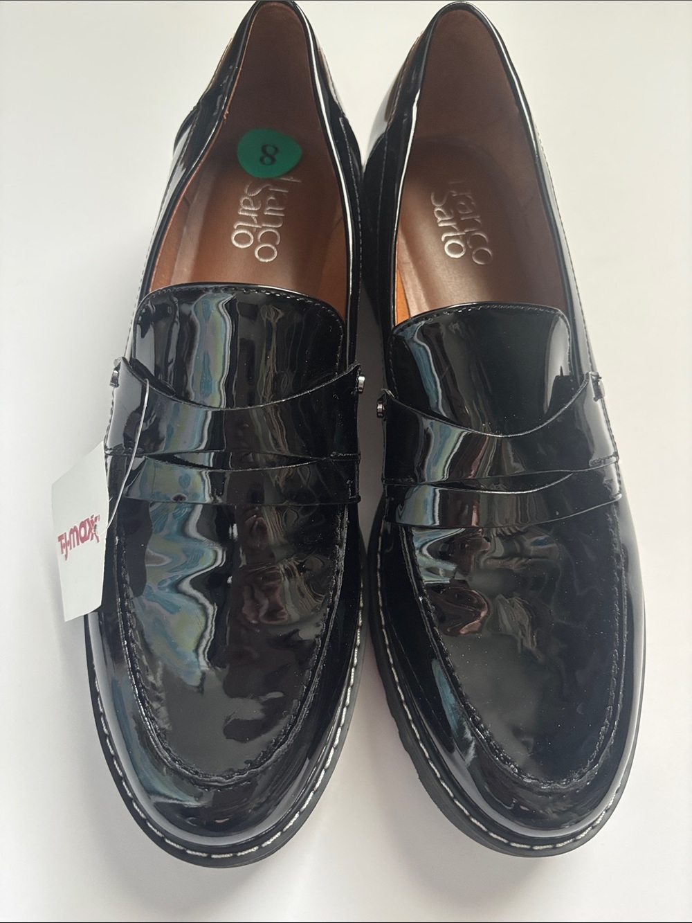 Franco Sarto Black Patent Leather Penny Loafers